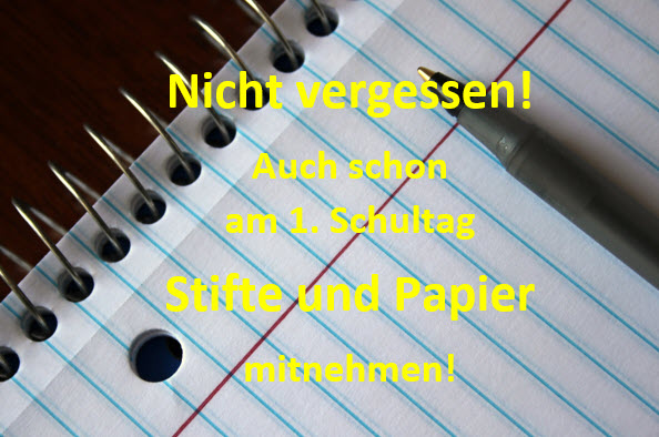 Unterrichtsmaterial nicht vergessen